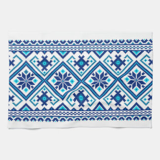 Linge De Cuisine Ukrainian traditional vushuvanka folk pattern blue