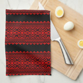 Linge De Cuisine Ukrainian traditional vushuvanka folk pattern red (Quart Plié)
