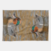 Linge De Cuisine Un canard Turquoise à ailes vertes chatté à l'étan (Horizontal)