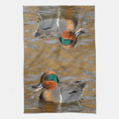 Linge De Cuisine Un canard Turquoise à ailes vertes chatté à l'étan (Vertical)