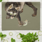 Linge De Cuisine Un chat japonais attrape une grenouille (Plié)