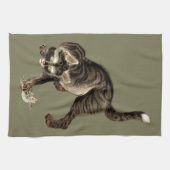 Linge De Cuisine Un chat japonais attrape une grenouille (Horizontal)