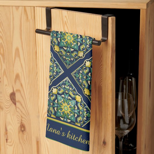 Linge De Cuisine 💛 💚 💙 Un Chef-D'Oeuvre Azulejo Unique (Pliage en tiers)