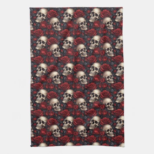 Linge De Cuisine Un crâne et une série Rose 10 (Vertical)