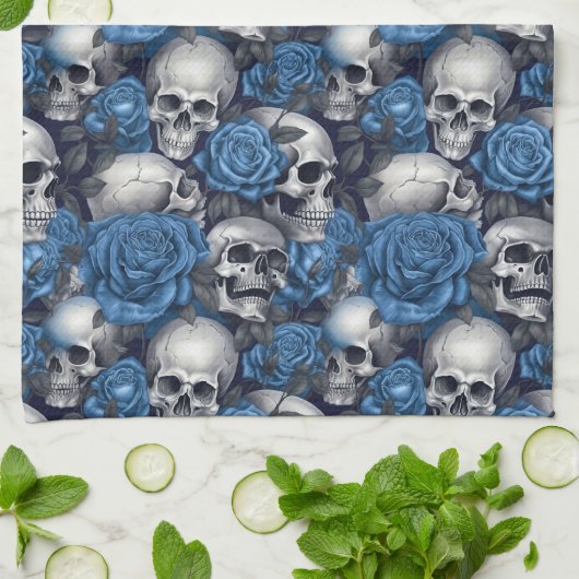 Linge De Cuisine Un crâne et une série Rose 12 (Plié)