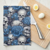 Linge De Cuisine Un crâne et une série Rose 12 (Quart Plié)