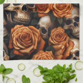 Linge De Cuisine Un crâne et une série Rose 9 (Plié)