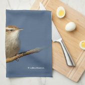 Linge De Cuisine Un curieux Wren de Bewick's Wren dans l'arbre (Quart Plié)