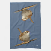 Linge De Cuisine Un curieux Wren de Bewick's Wren dans l'arbre (Vertical)