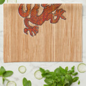 Linge De Cuisine Un dragon rouge sur Bambou comme (Plié)