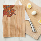 Linge De Cuisine Un dragon rouge sur Bambou comme (Quart Plié)