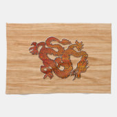 Linge De Cuisine Un dragon rouge sur Bambou comme (Horizontal)