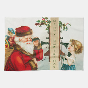 Linge De Cuisine Un joyeux Noël Santa Claus par Ellen Clapsaddle