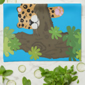 Linge De Cuisine Un mignon léopard dormant dans un arbre dessin ani (Plié)