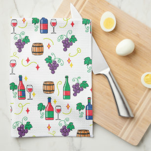 Linge De Cuisine Un motif coloré sur le thème du vin