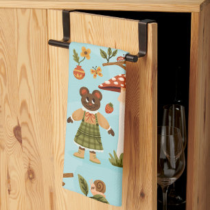 Linge De Cuisine Un motif de tissu ludique mettant en vedette des a