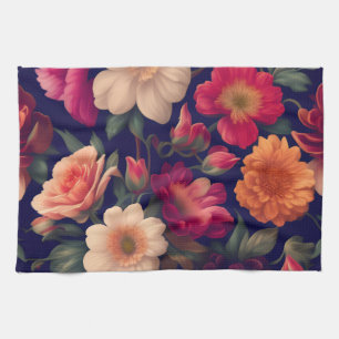 Linge De Cuisine Un papier peint avec un motif floral 