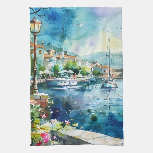 Linge De Cuisine Un port maritime (Vertical)