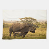 Linge De Cuisine Un Rhino avec son bébé (Horizontal)