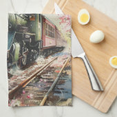Linge De Cuisine Un train au printemps (Quart Plié)