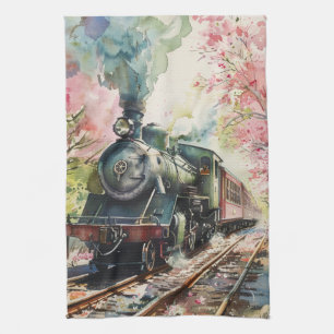 Linge De Cuisine Un train au printemps