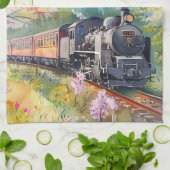Linge De Cuisine Un train au printemps (Plié)