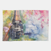 Linge De Cuisine Un train au printemps (Horizontal)