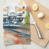 Linge De Cuisine Un train au printemps (Quart Plié)