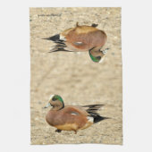 Linge De Cuisine Un Wigeon américain sur la plage (Vertical)