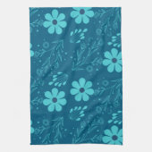 Linge De Cuisine Une conception de fleurs de couleur cyan tendance (Vertical)