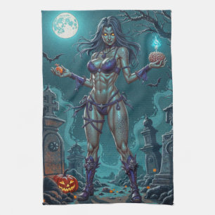 Linge De Cuisine Une fille zombie propose des friandises ou des cer