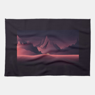 Linge De Cuisine Une illustration de coucher de soleil en montagne