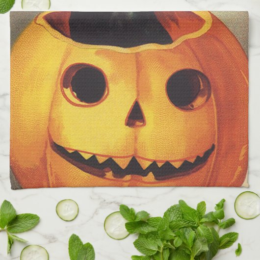 Linge De Cuisine Une joyeuse Halloween par Ellen Clapsaddle, Chat V (Plié)