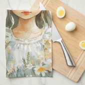 Linge De Cuisine Une petite fille avec un cheval (Quart Plié)