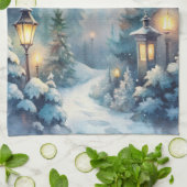 Linge De Cuisine Une scène hivernale neigeuse (Plié)