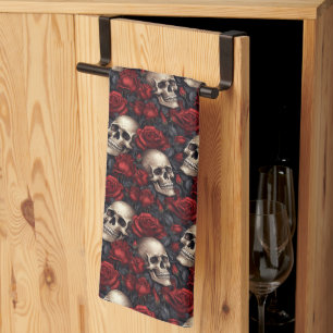 Linge De Cuisine Une série de crânes et de roses Design 10