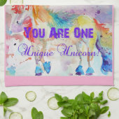 Linge De Cuisine Unicorne Aquarelle Femmes rose pâle (Plié)