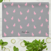 Linge De Cuisine Unicorne rose invisible sur gris (Plié)
