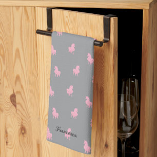 Linge De Cuisine Unicorne rose invisible sur gris