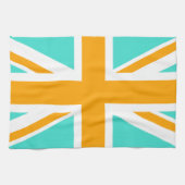 Linge De Cuisine Union Jack turquoise et orange (Horizontal)