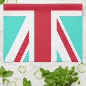 Linge De Cuisine Union Jack Turquoise et Rouge (Plié)