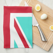 Linge De Cuisine Union Jack Turquoise et Rouge (Quart Plié)
