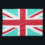 Linge De Cuisine Union Jack Turquoise et Rouge<br><div class="desc">Motif turquoise et rouge basé sur les croix de l'Union Jack.</div>