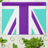 Linge De Cuisine Union Jack turquoise et violette (Plié)