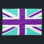 Linge De Cuisine Union Jack turquoise et violette<br><div class="desc">Motif turquoise et violet basé sur l'Union Jack.</div>