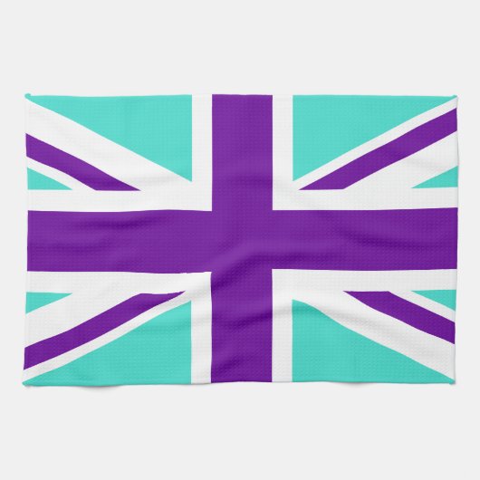 Linge De Cuisine Union Jack turquoise et violette (Horizontal)