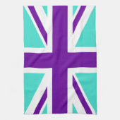 Linge De Cuisine Union Jack turquoise et violette (Vertical)