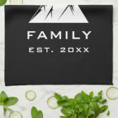 Linge De Cuisine Unique Elegant Mountain Nom de famille Noir Blanc (Plié)