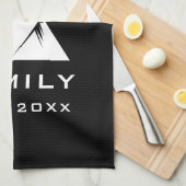 Linge De Cuisine Unique Elegant Mountain Nom de famille Noir Blanc (Quart Plié)