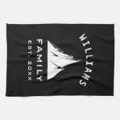 Linge De Cuisine Unique Elegant Mountain Nom de famille Noir Blanc (Horizontal)